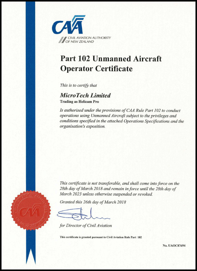 CAA Part 102 Certificate